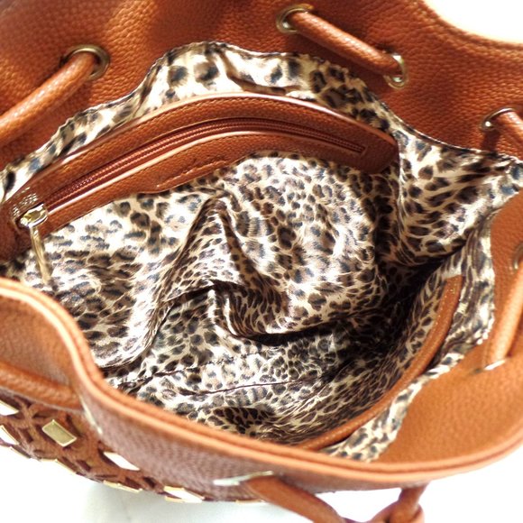 Imoshion Brown and leopard print Bucket Shoulder Bag / purse - Picture 5 of 7